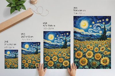 Poster kunstdruck Sterne und Sonnenblumen