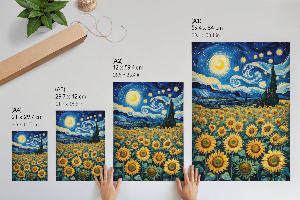 Poster kunstdruck Sterne und Sonnenblumen