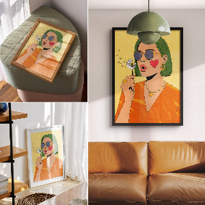 Kunstdruck poster Farbenfrohes Porträt