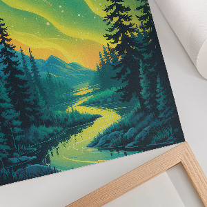 Poster auf Leinwand mit gemalter Landschaft
