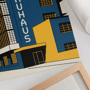 Poster mit Kunstdruck zur Bauhaus-Architektur