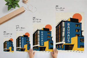 Poster mit Kunstdruck zur Bauhaus-Architektur