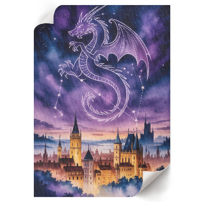 Kunstdruck leinwand Der Drache und die Burg