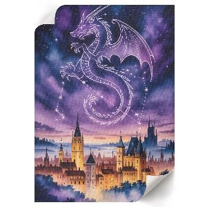 Kunstdruck leinwand Der Drache und die Burg