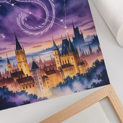 Kunstdruck leinwand Der Drache und die Burg