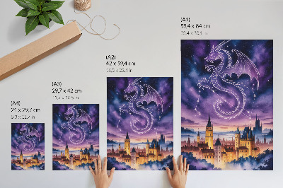 Kunstdruck leinwand Der Drache und die Burg