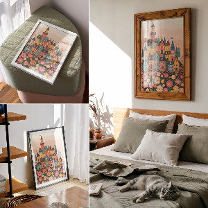 Kunstdruck mit Motiv bunte Häuser