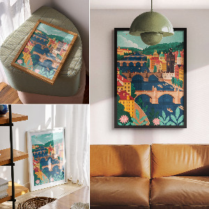 Kunstdruck-Poster mit Stadtlandschaft