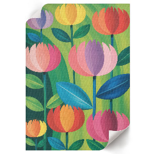 Retro-Poster mit bunten Blumen