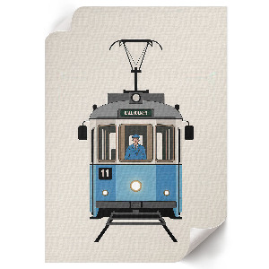 Kunstdruck-Poster mit nostalgischer Straßenbahn