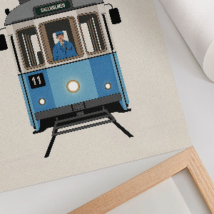 Kunstdruck-Poster mit nostalgischer Straßenbahn