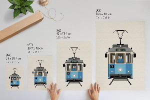 Kunstdruck-Poster mit nostalgischer Straßenbahn