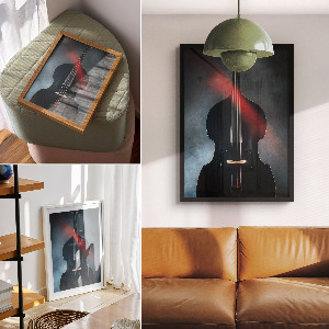 Poster auf Leinwand mit Motiv einer schwarzen Violine