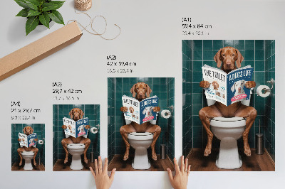 Poster leinwand Hund in der Toilette