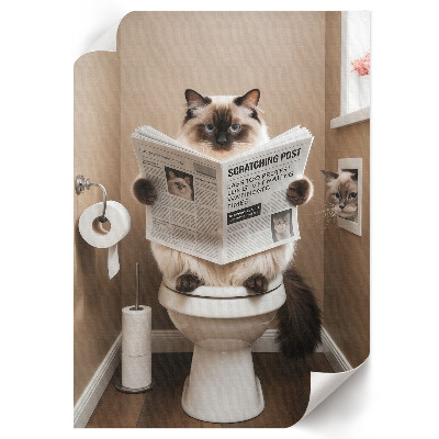 Poster kunstdruck Katze in der Toilette