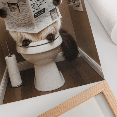 Poster kunstdruck Katze in der Toilette