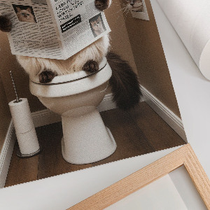 Poster Kunstdruck mit Katze auf der Toilette