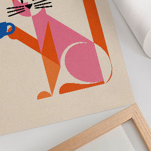 Kunstdruck-Poster mit Katzenmotiv und Kaffee