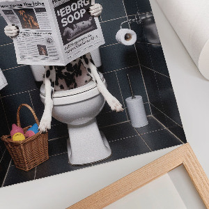 Kunstdruck auf Leinwand mit Dalmatiner-Motiv, Darstellung auf einer Toilette