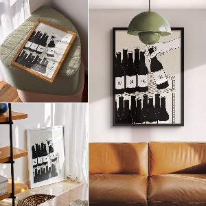 Kunstdruck-Poster mit Motiv Getränkeflaschen