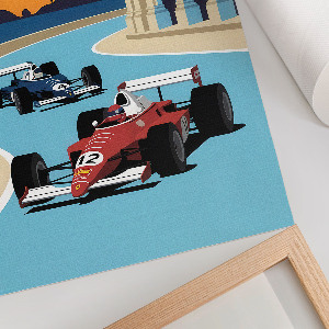 Kunstdruck auf Leinwand mit Illustration eines Rennens