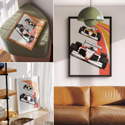 Retro poster Formel-Rennwagen