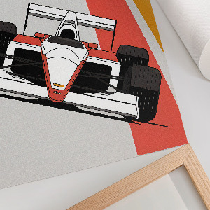 Retro-Poster mit Motiv eines Formel-Rennwagens