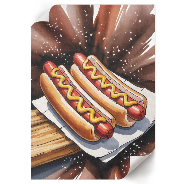 Wandposter mit Motiv leckerer Hotdogs