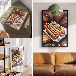 Wandposter mit Motiv leckerer Hotdogs