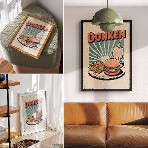 Kunstdruck-Poster im Retro-Fastfood-Design