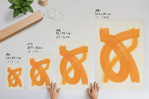 Kunstdruck poster Orangefarbene Striche