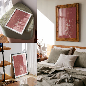 Kunstdruck auf Leinwand mit weiblicher Silhouette