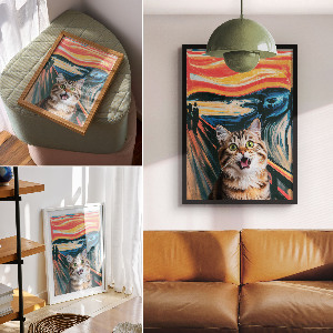 Poster Kunstdruck mit Motiv 'Katzenschrei'