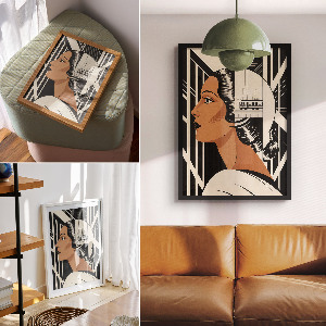 Kunstdruckposter mit Motiv einer Frau im Stil des Modernismus