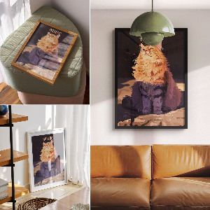 Kunstdruck auf Leinwand mit dem Motiv einer schlafenden Katze