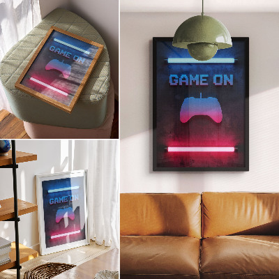 Retro poster Spiel mit Neonlichtern
