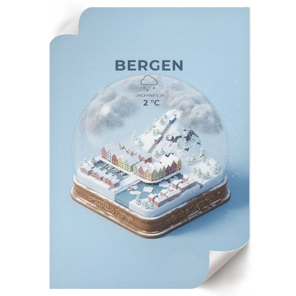 Kunstdruck poster Bergen Schneekugel