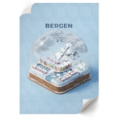 Kunstdruck poster Bergen Schneekugel