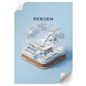 Kunstdruck-Poster mit Motiv der Schneekugel von Bergen
