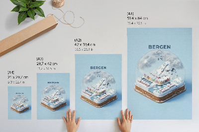 Kunstdruck poster Bergen Schneekugel
