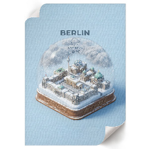 Kunstdruck auf Leinwand mit Motiv der Berliner Schneekugel