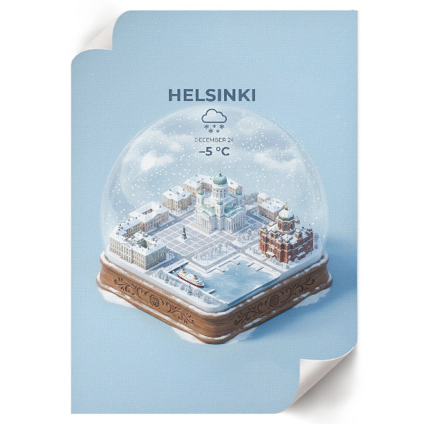 Poster leinwand Helsinki-Schneekugel