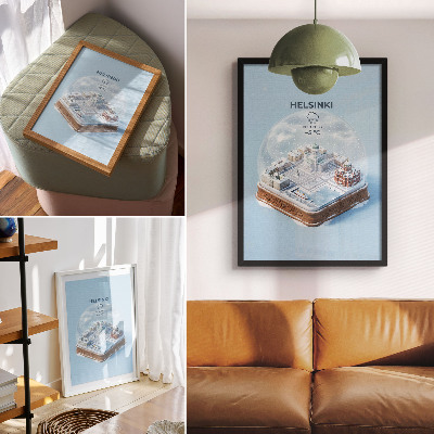 Poster leinwand Helsinki-Schneekugel