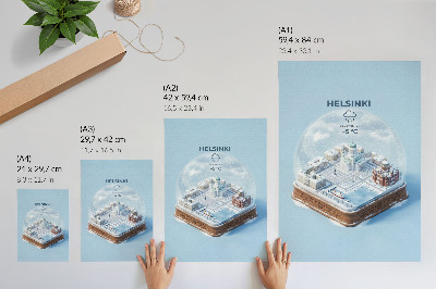 Poster leinwand Helsinki-Schneekugel