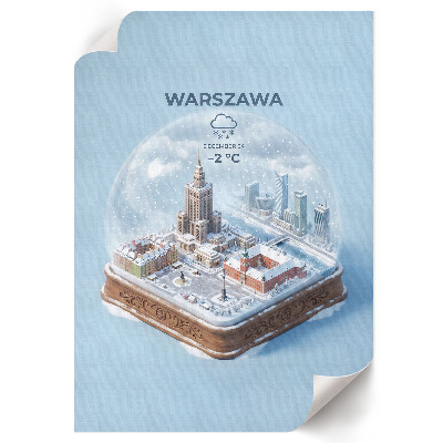 Poster kunstdruck Schneekugel Warschau