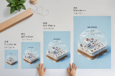 Kunstdruck poster Schneekugel von Vilnius