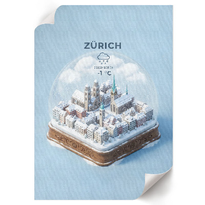 Poster auf leinwand Schneekugel Zürich