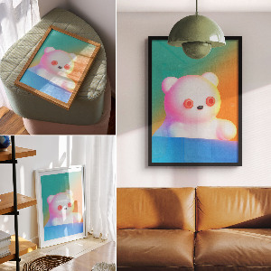 Poster leinwand Bunter Teddybär