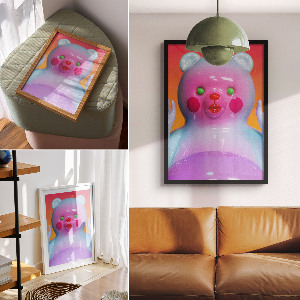 Poster leinwand Bunter Teddybär