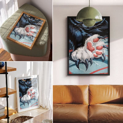 Kunstdruck poster Katze mit Krallen